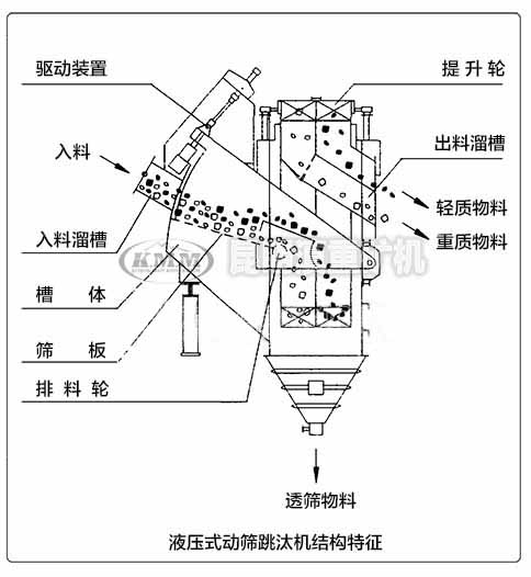 液壓式跳汰機內(nèi)部結構特征示意圖